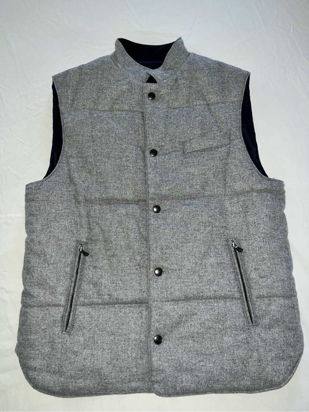 Eleventy NEW Gray Quilted Men's Vest with Stand Collar